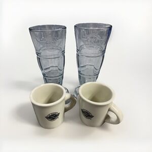 Vintage Steak N Shake Milkshake Cups/Mug Anchor Hocking Glass Set Of 4 Diner NEW